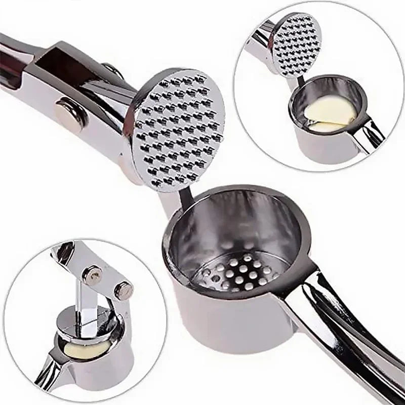 6.10in Stainless Steel Garlic Mincer - Dual-Use Garlic Press & Nut Cracker