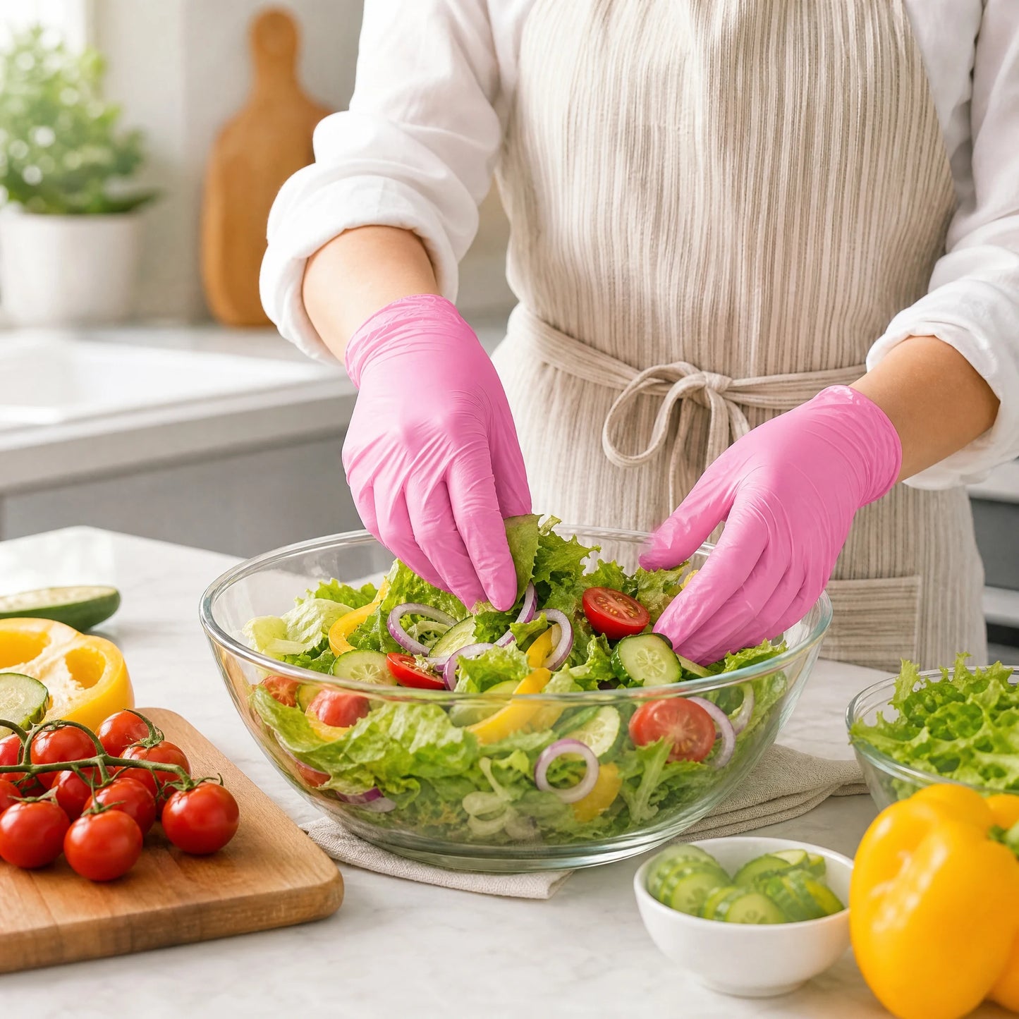 Simple Pink Nitrile Gloves 100Pcs,