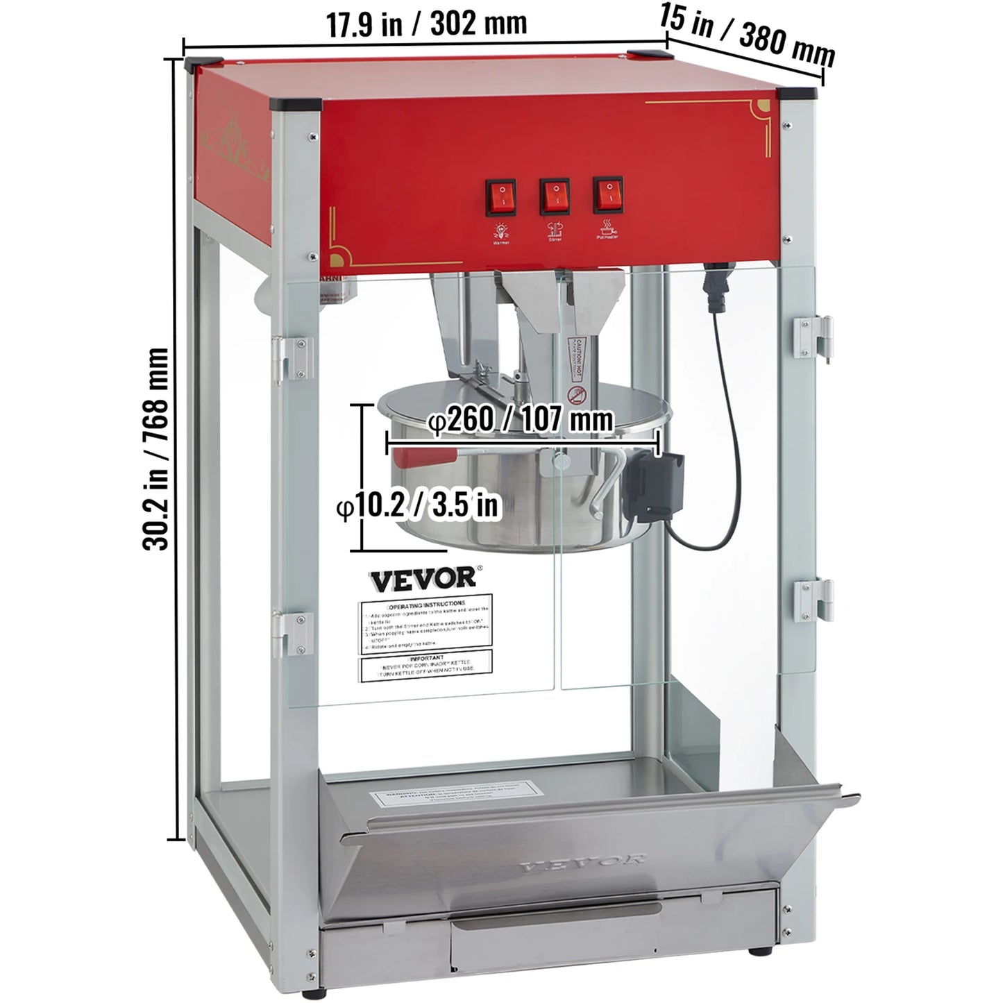 8/12Oz Electric Popcorn Maker Commercial Popper