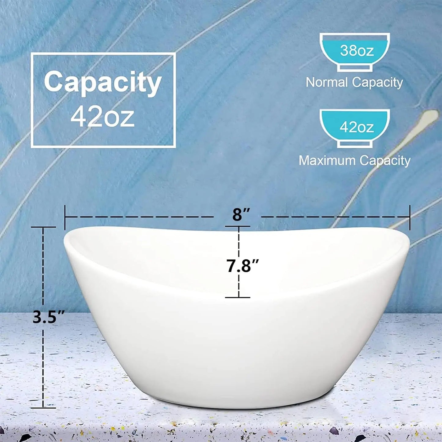 8" Ceramic Deep Soup & Salad Bowls