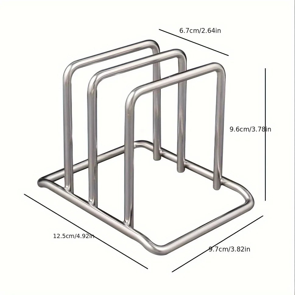 Space-Saving Stainless Steel Pot Lid and Cutting Board Organizer Combo -