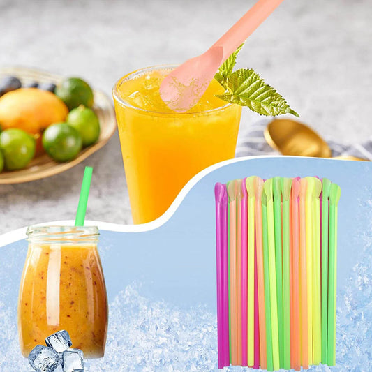 Straws With Snow-Cone Spoon