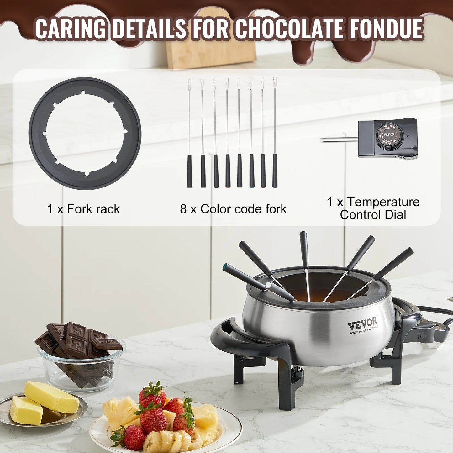 Electric Fondue Pot Set for Cheese & Chocolate