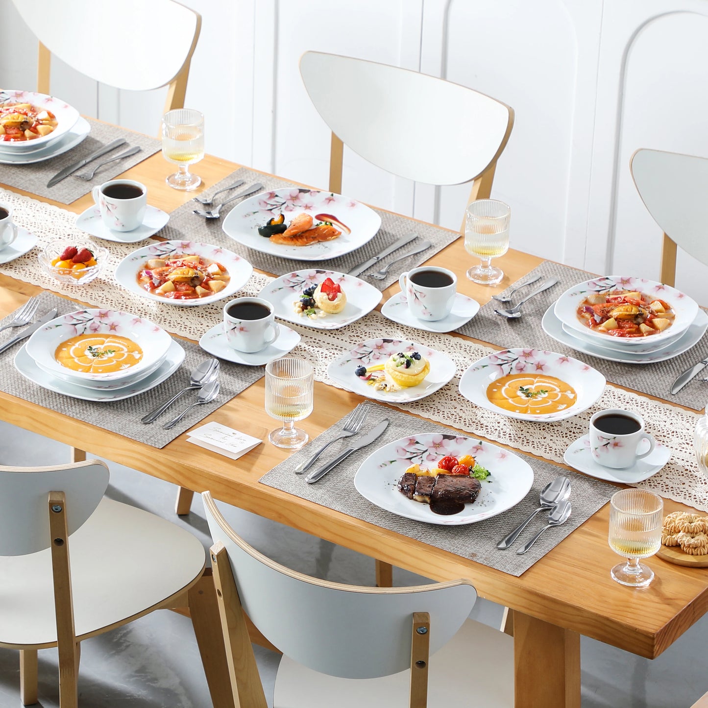 VEWEET ANNIE 30/24/20 Pcs Porcelain Dinnerware Set
