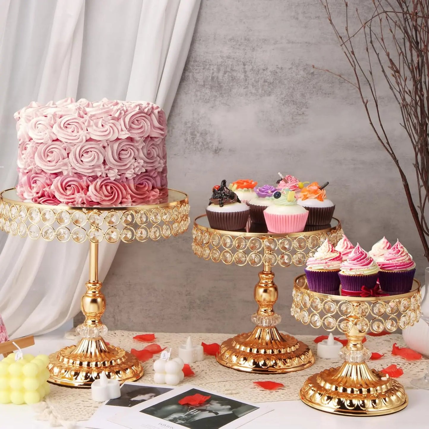 12 Pieces Gold Cake Stand Set, Vintage Cake Display