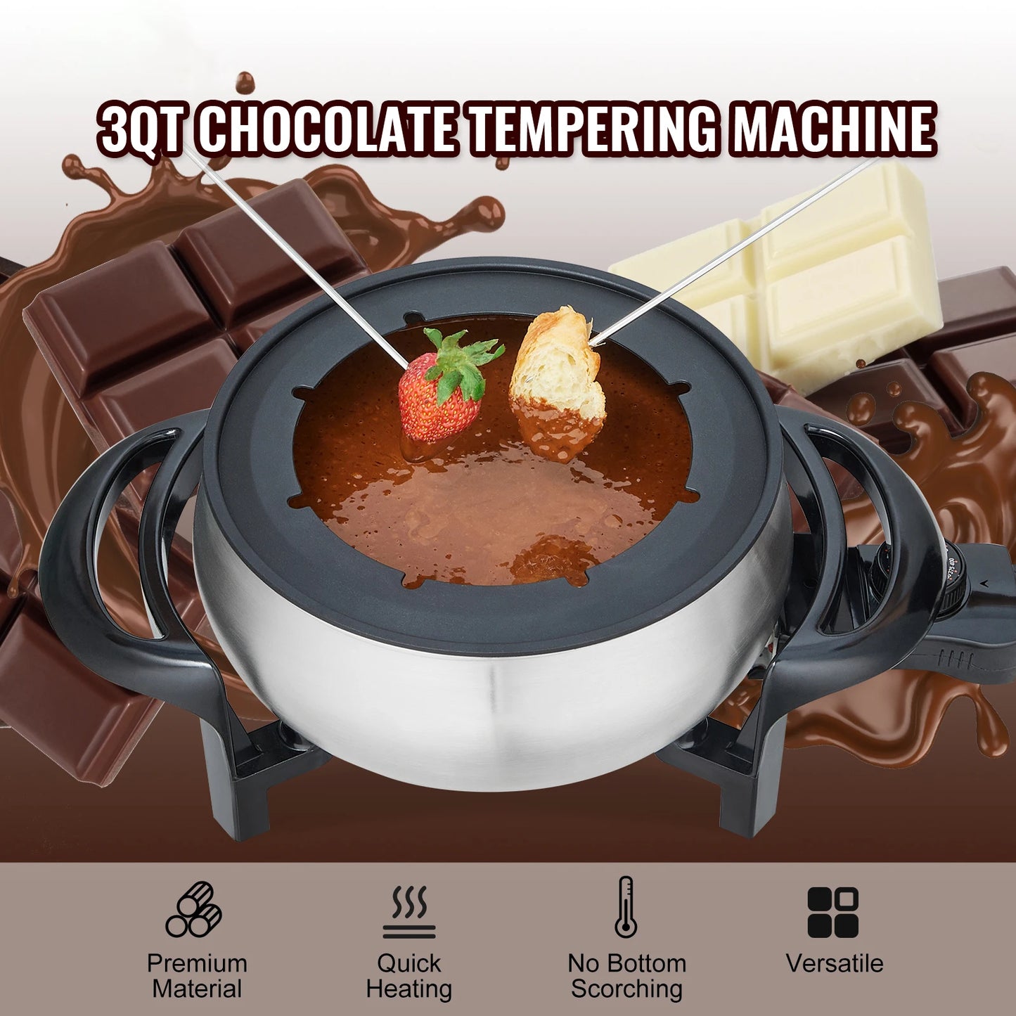 Electric Fondue Pot Set for Cheese & Chocolate