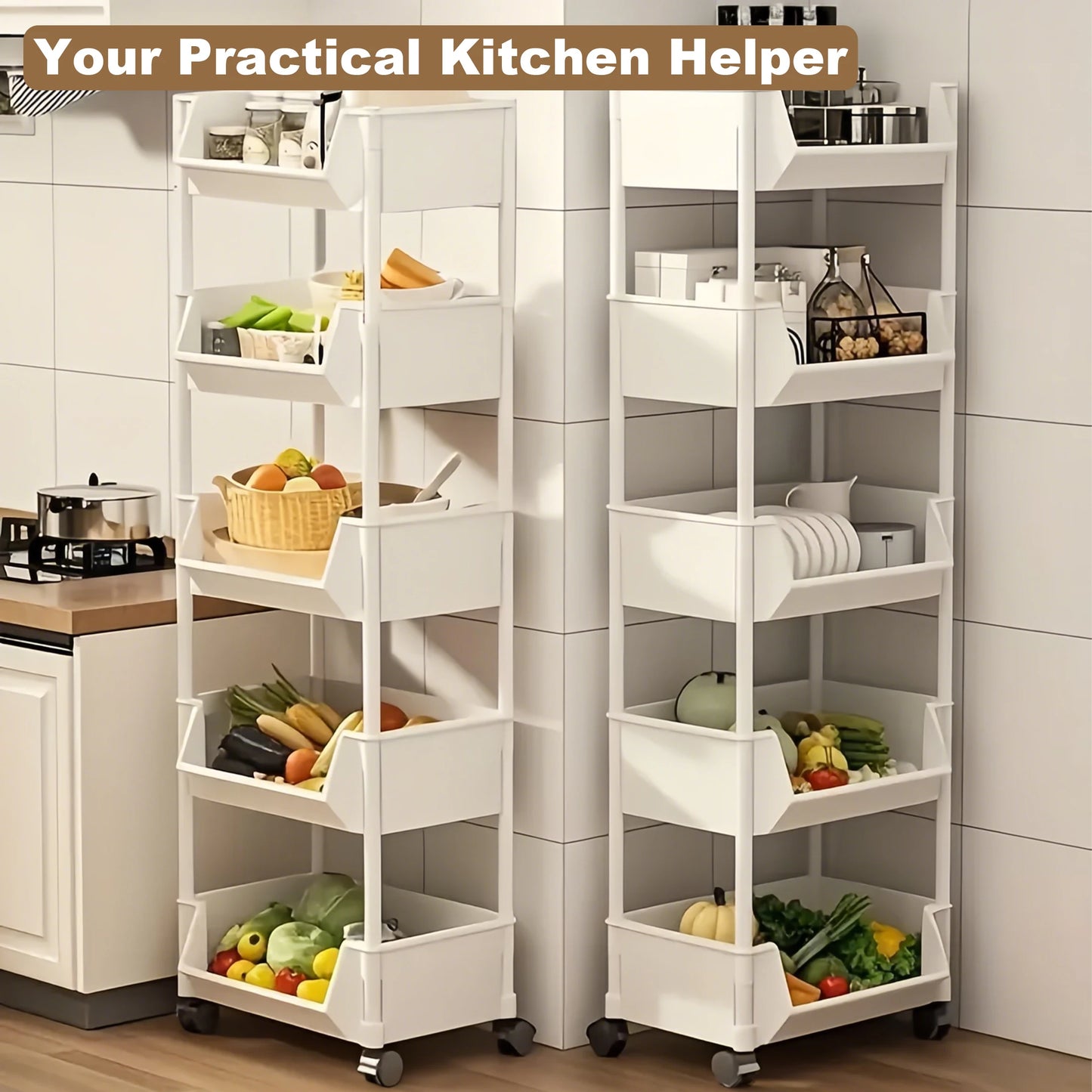 Trolley Bookshelf Kitchen Storage Rack Kitchen