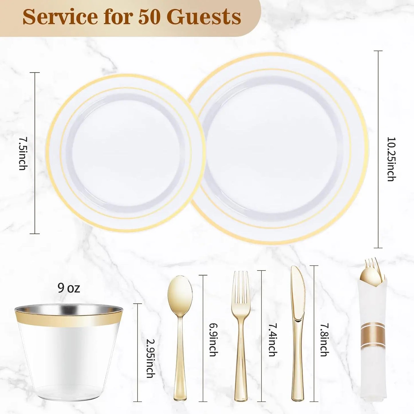 Gold Plastic Dinnerware Set