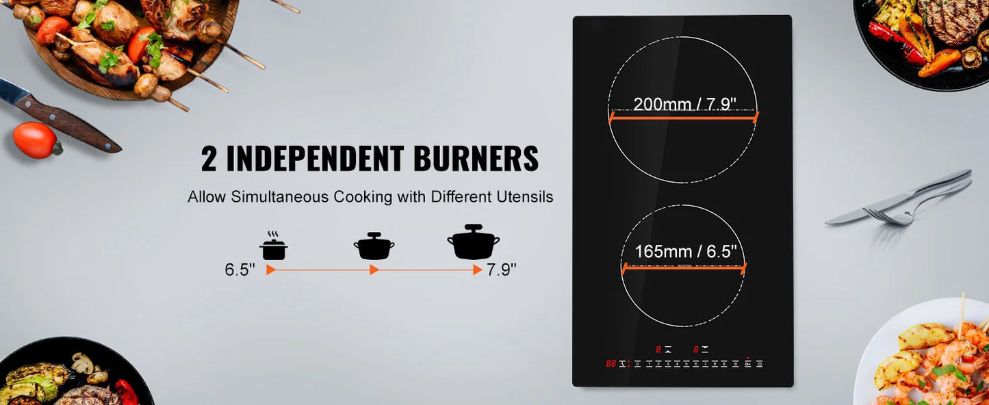2 Burners Electric Induction Cooktop Stove
