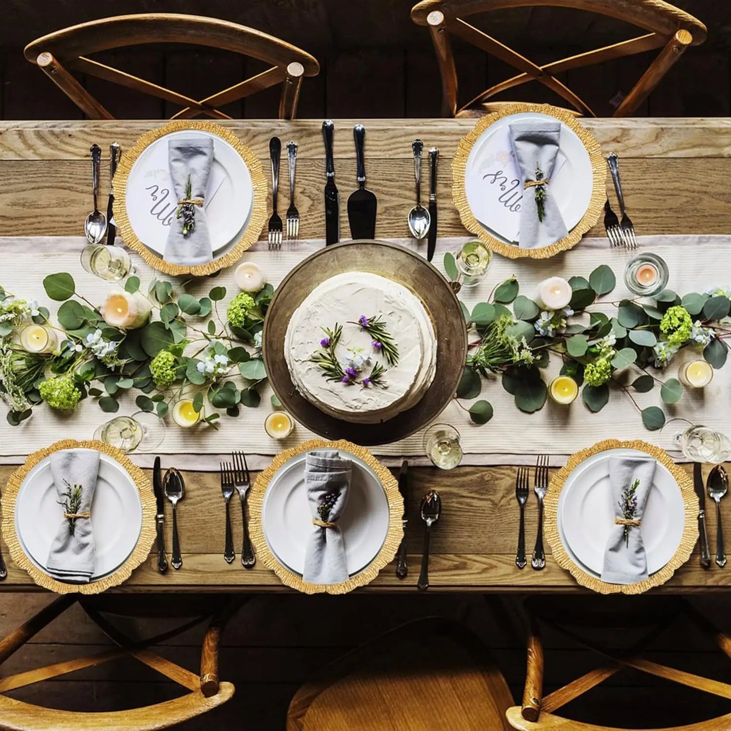 100 Pcs Charger Plates Bulk 13 Inch/Gold Plate