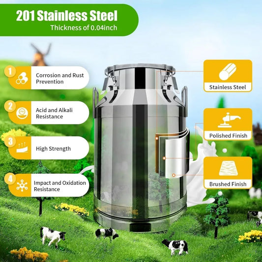 40L/10.56Gallon Milk Jug Metal Milk Bucket