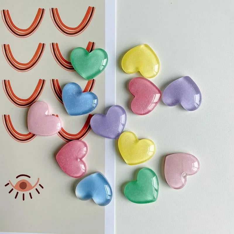 6pcs Glitter Colored Loving Heart Fridge Magnet