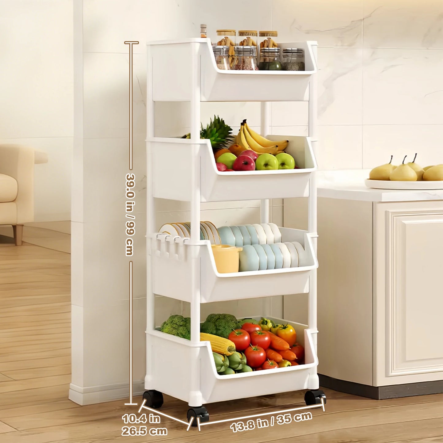 Trolley Bookshelf Kitchen Storage Rack Kitchen