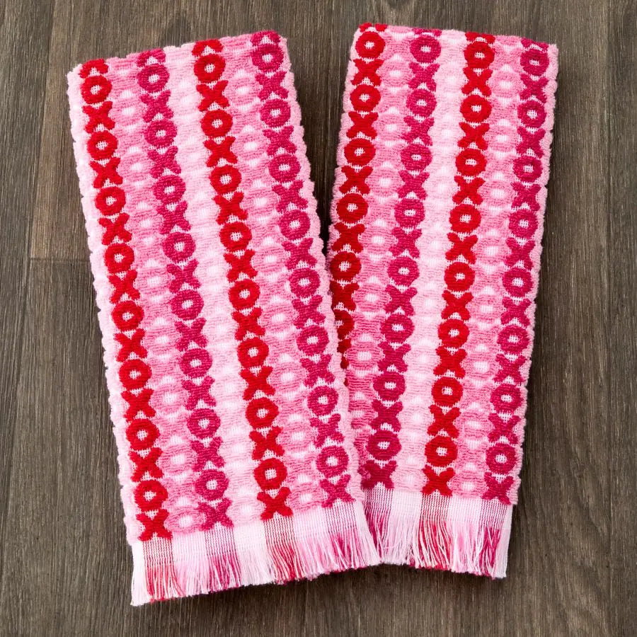 Valentines Day XOXO Jacquard 100 Cotton 2pc Hand Towel Set,