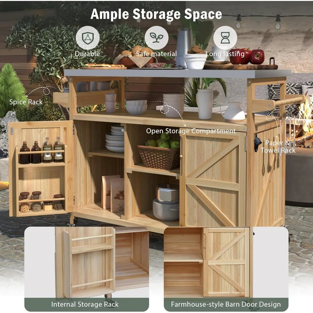 Grill Cart with Stainless Steel Tabletop