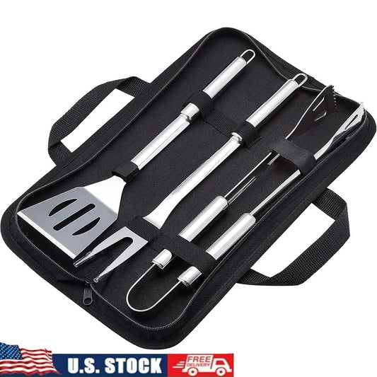 4 Piece BBQ Grill Tool Set with Carry Bag