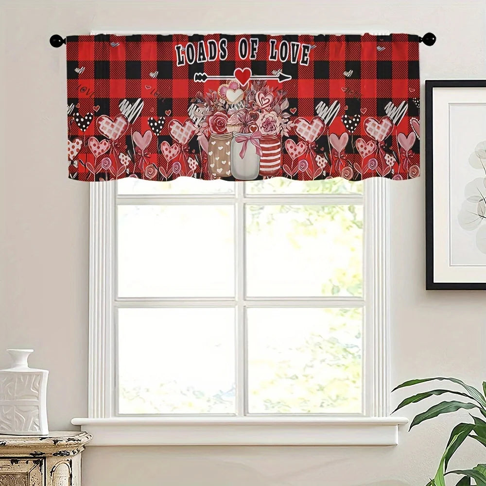 1pc Happy Valentine's Day Love Vase Print Valance