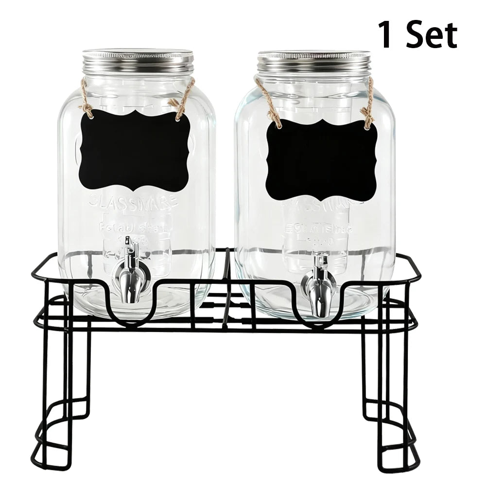 Drink Dispenser 2 Packs 1 Gallon Glass with Stand