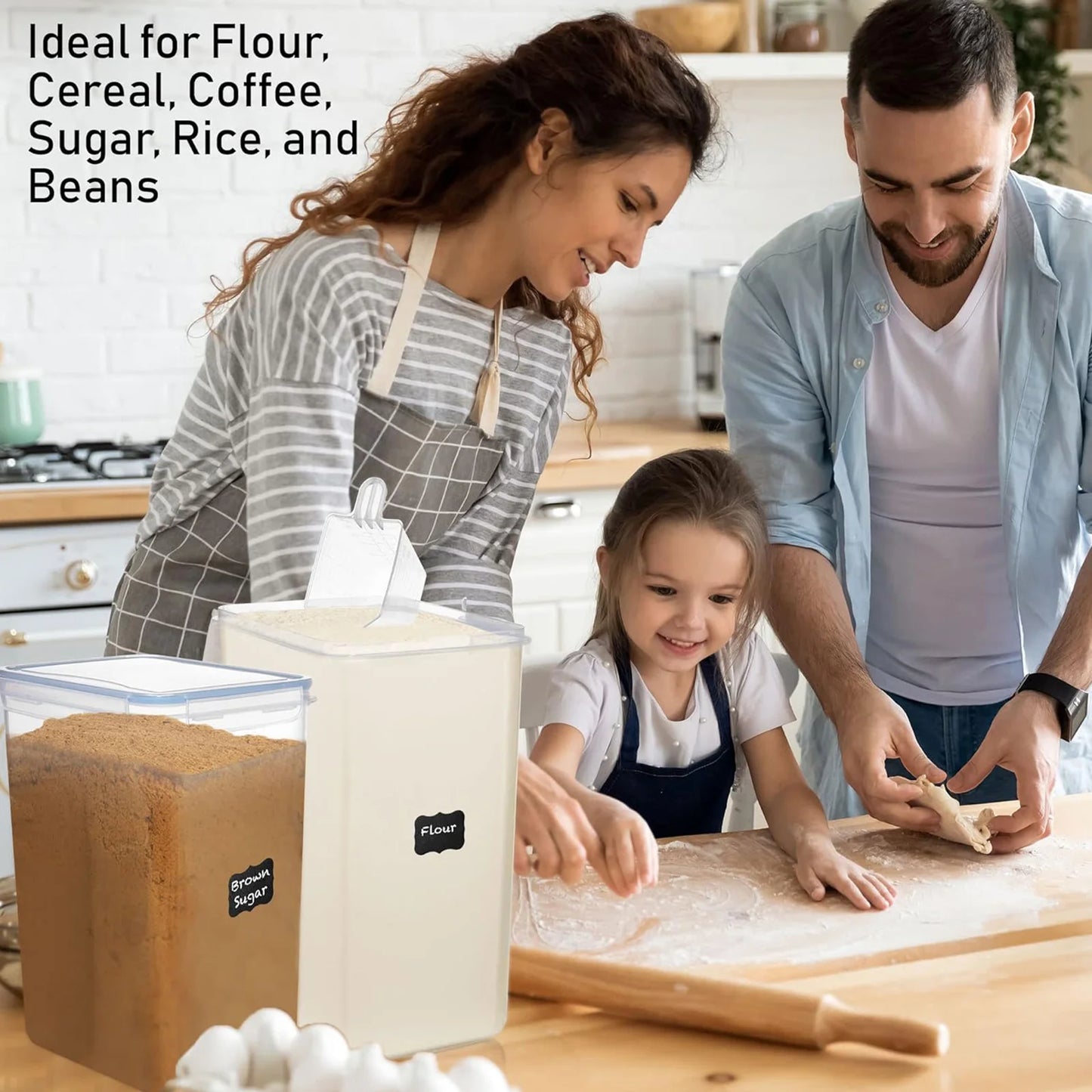 2Pcs 8.5L Large Food Storage Containers With Lids Airtight Pantry