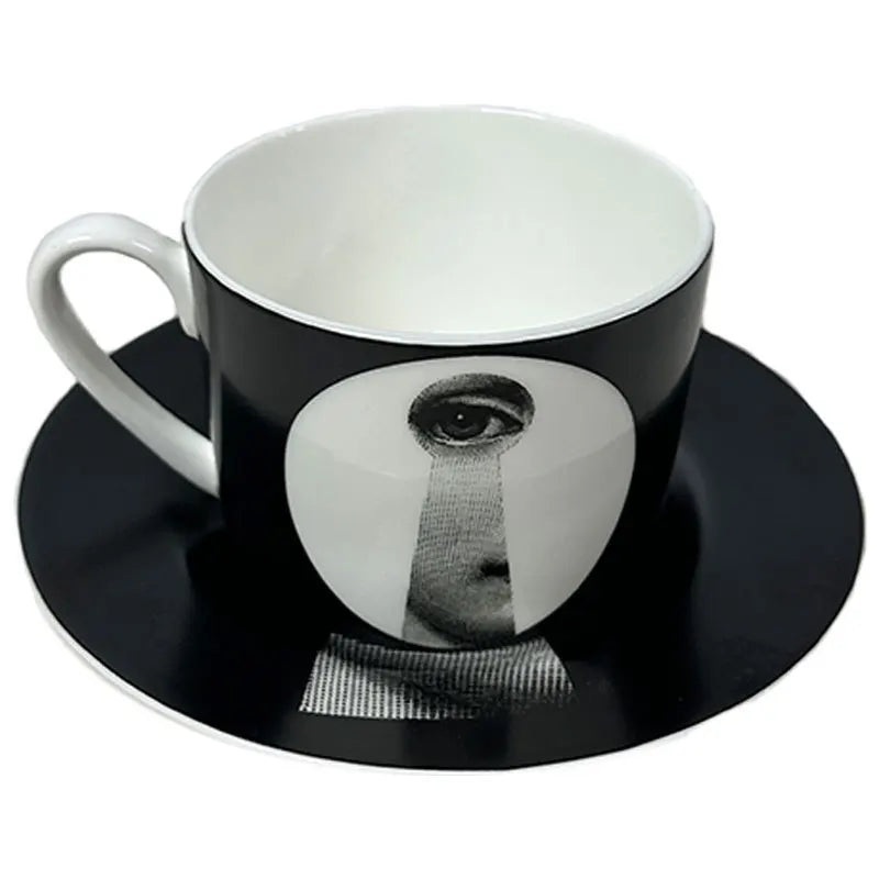 Face series bone porcelain coffee cup saucer