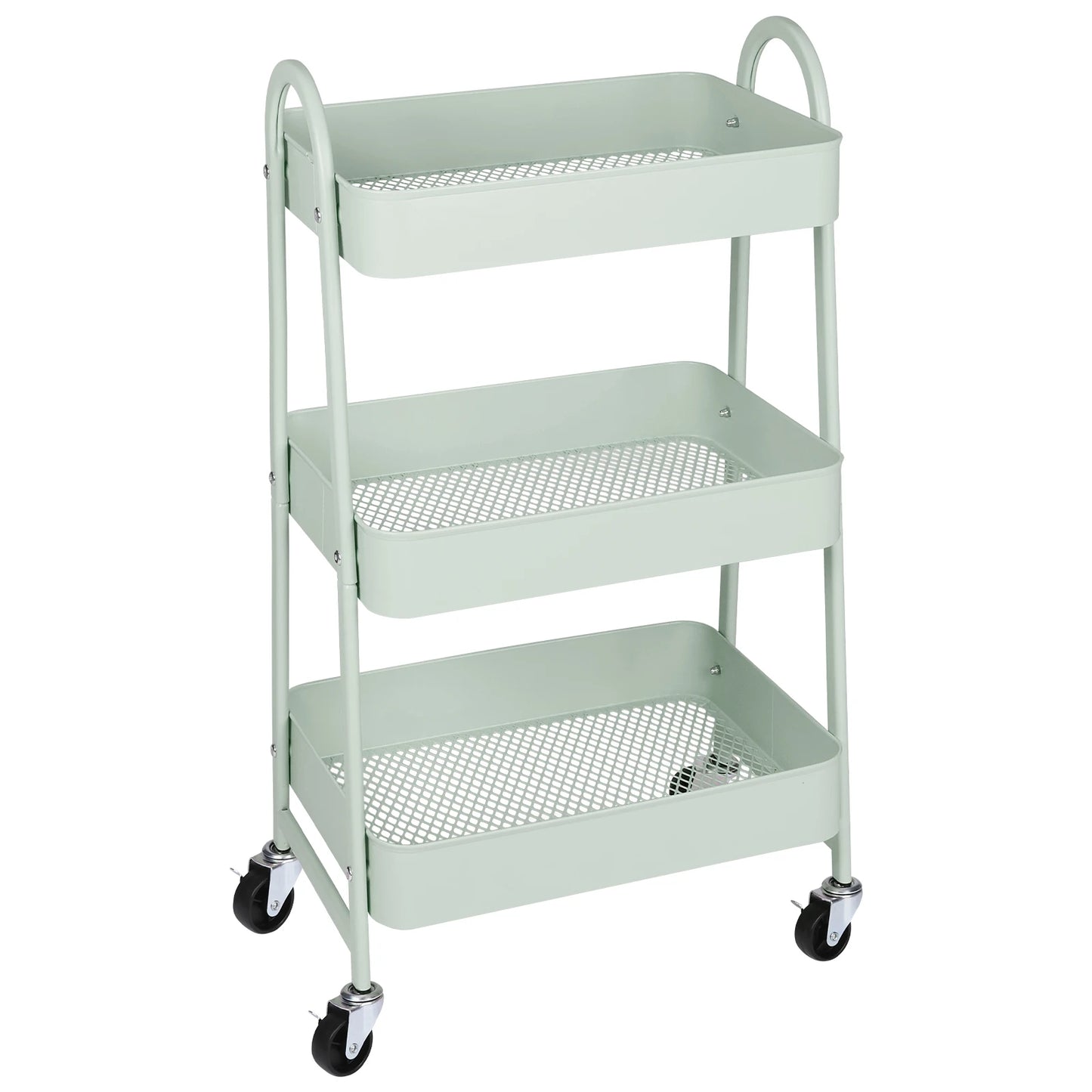 JHK 3 Tier Metal Storage Kitchen Cart with Lockable Wheels