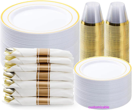 Gold Plastic Dinnerware Set