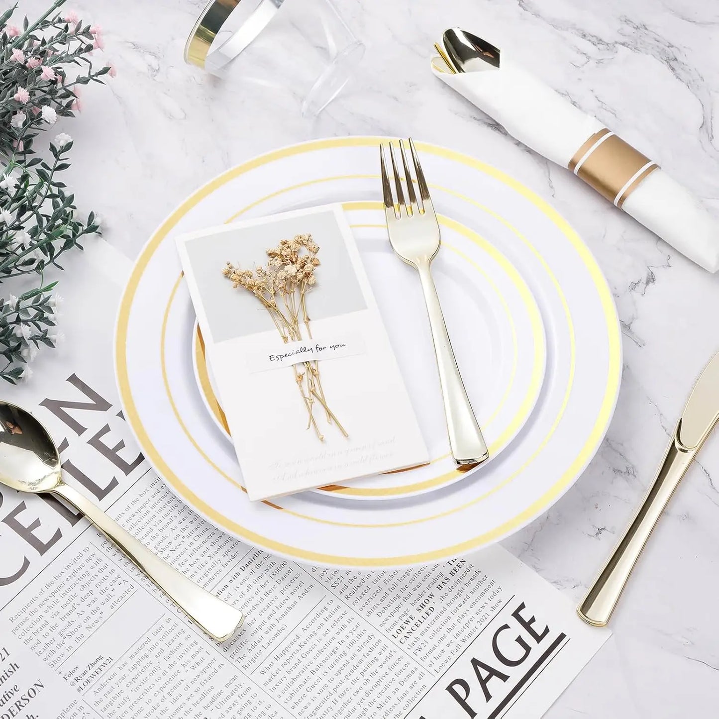 Gold Plastic Dinnerware Set
