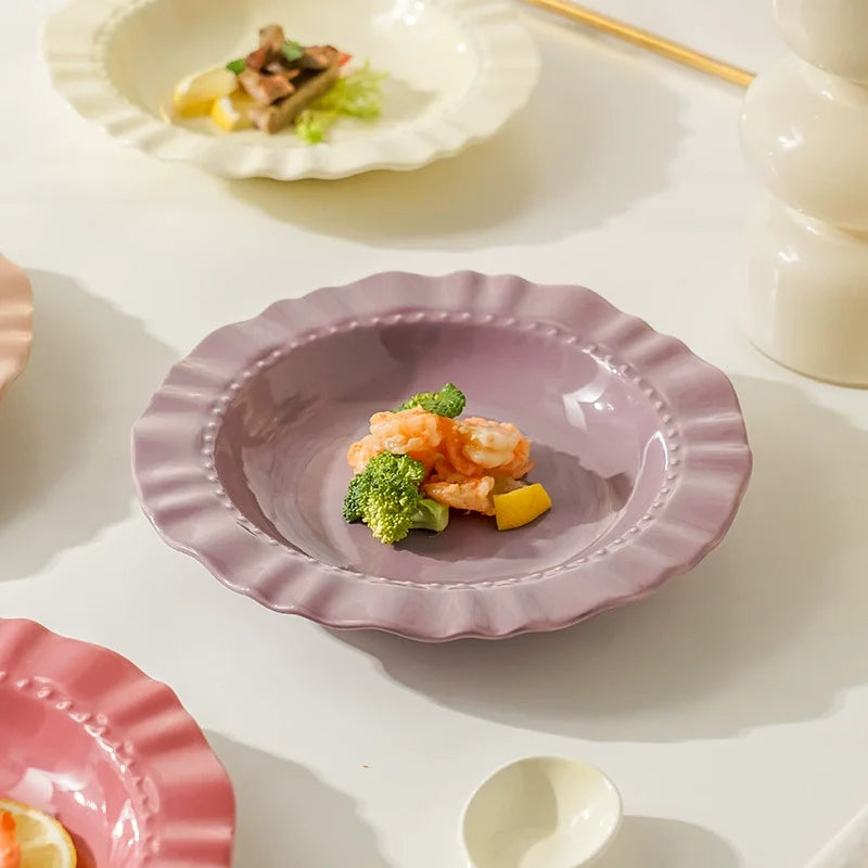 4pcs Multi-Color Ceramic Plate Set