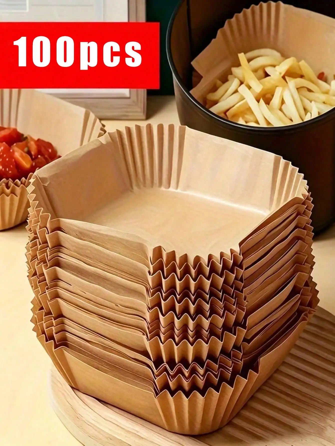 100/50pcs Disposable Square & Round Air Fryer Baking Paper,