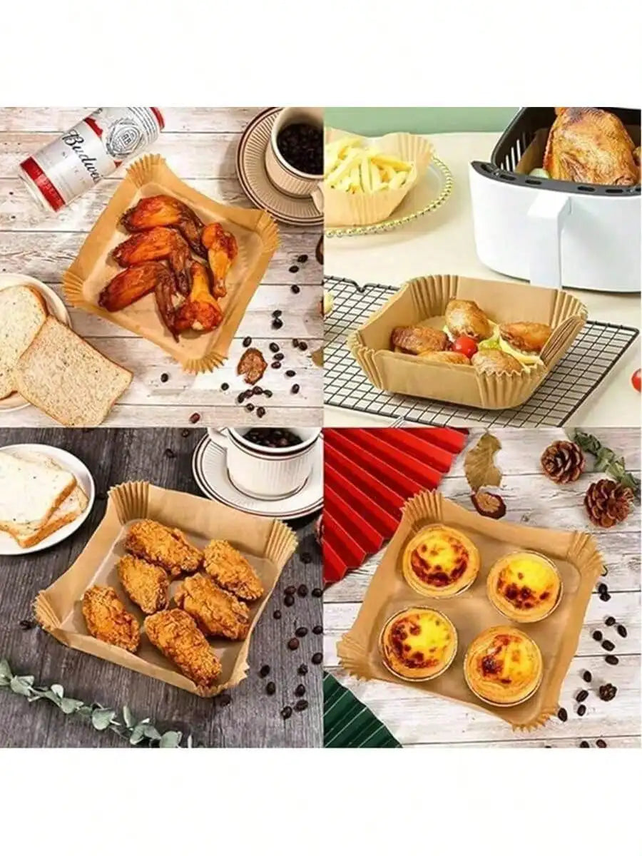 100/50pcs Disposable Square & Round Air Fryer Baking Paper,