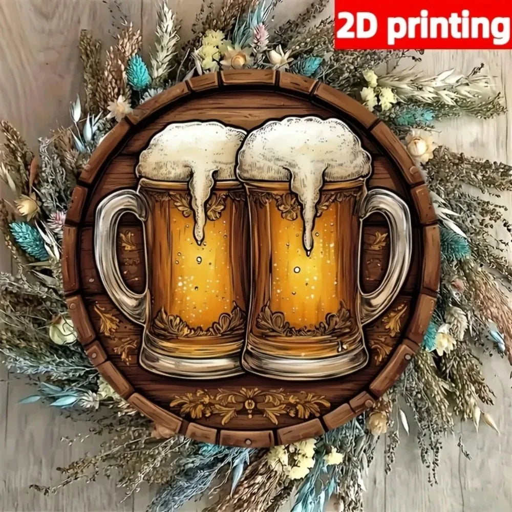 Retro Beer Wall Decor Flat Mug Art