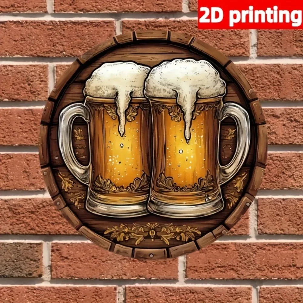 Retro Beer Wall Decor Flat Mug Art