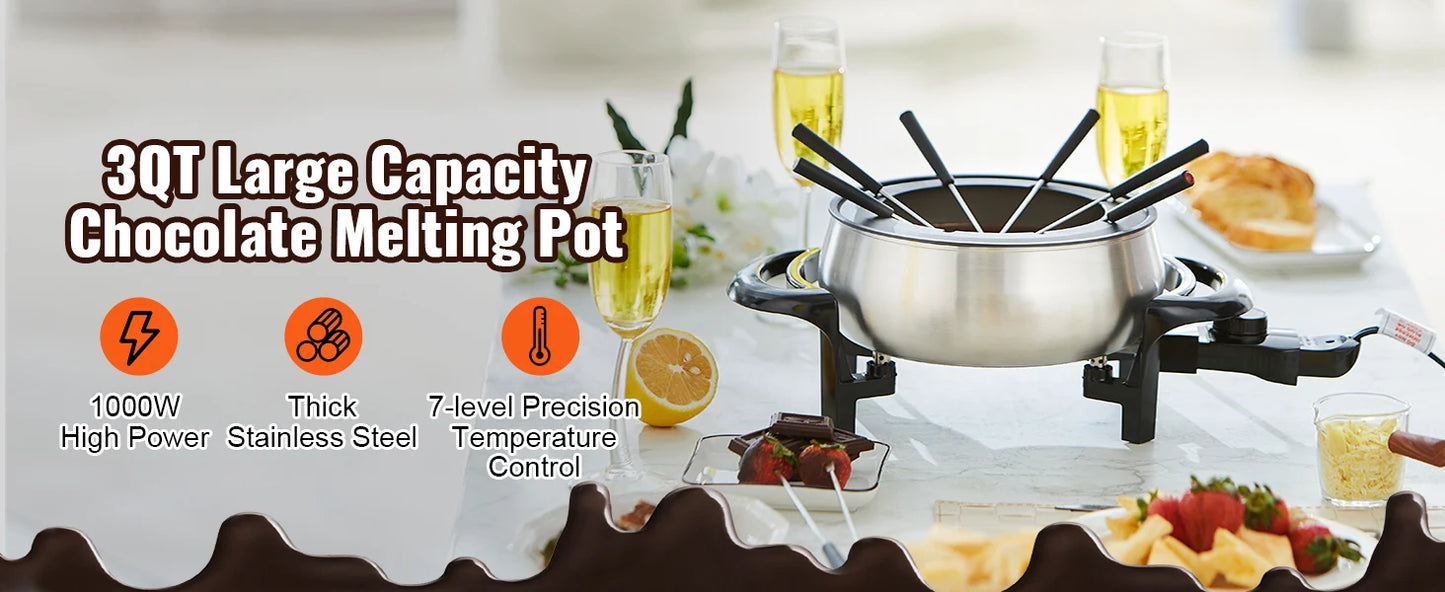 Electric Fondue Pot Set for Cheese & Chocolate