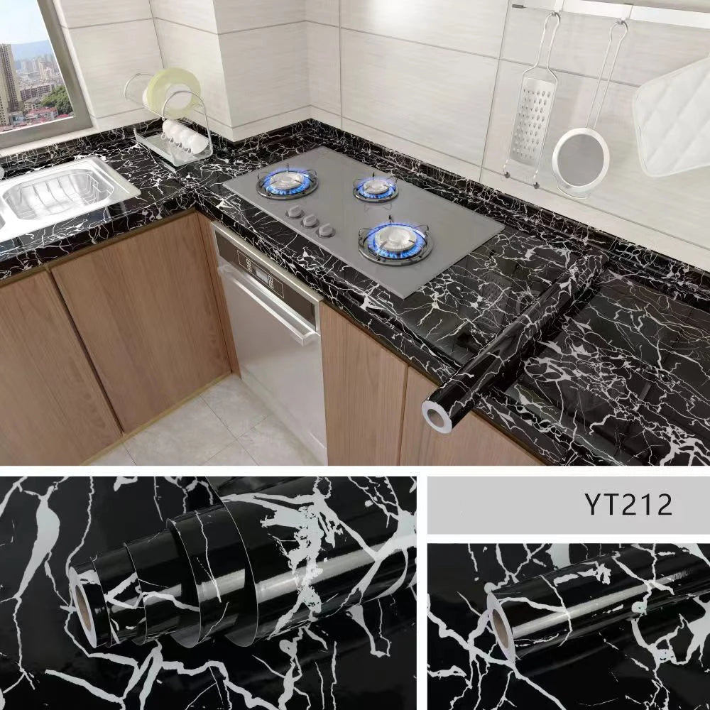 Marble Kitchen Oil-Proof Film Waterproof Moisture-Proof Self-Adhesive Wallpaper