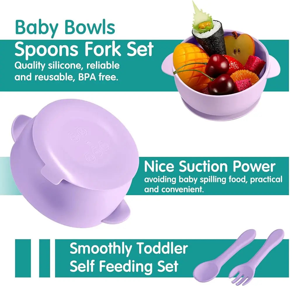 12 Pcs Silicone Bowl with Suction