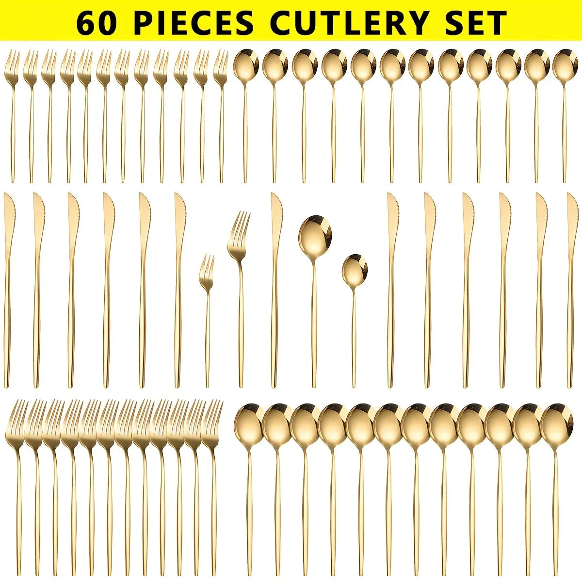 60pcs Stainless Steel Cutlery