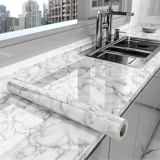 Marble Kitchen Oil-Proof Film Waterproof Moisture-Proof Self-Adhesive Wallpaper