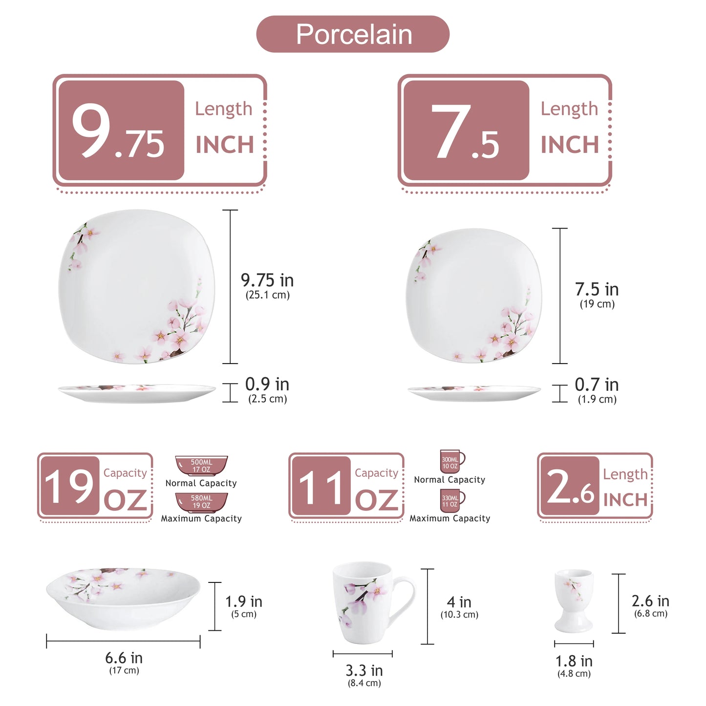 VEWEET ANNIE 30/24/20 Pcs Porcelain Dinnerware Set