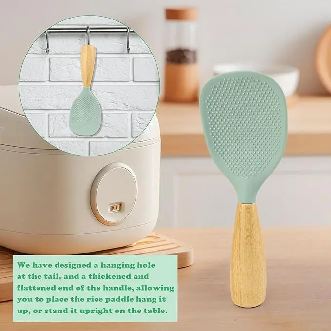 Heat-Resistant Silicone Spoon With Wooden Handle -