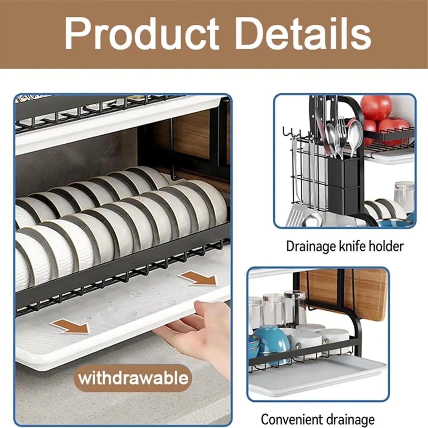 Three-Tier Space-Saving Kitchen Countertop Utensil Holder