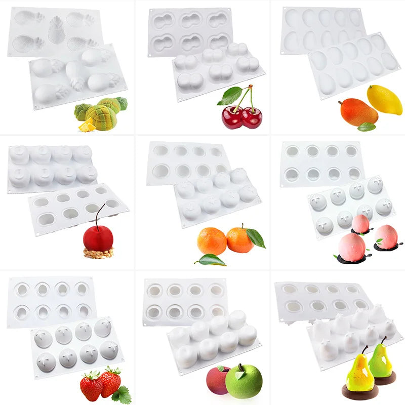 Pineapple Pear Peach Fruit Series Cake Silicone Mold