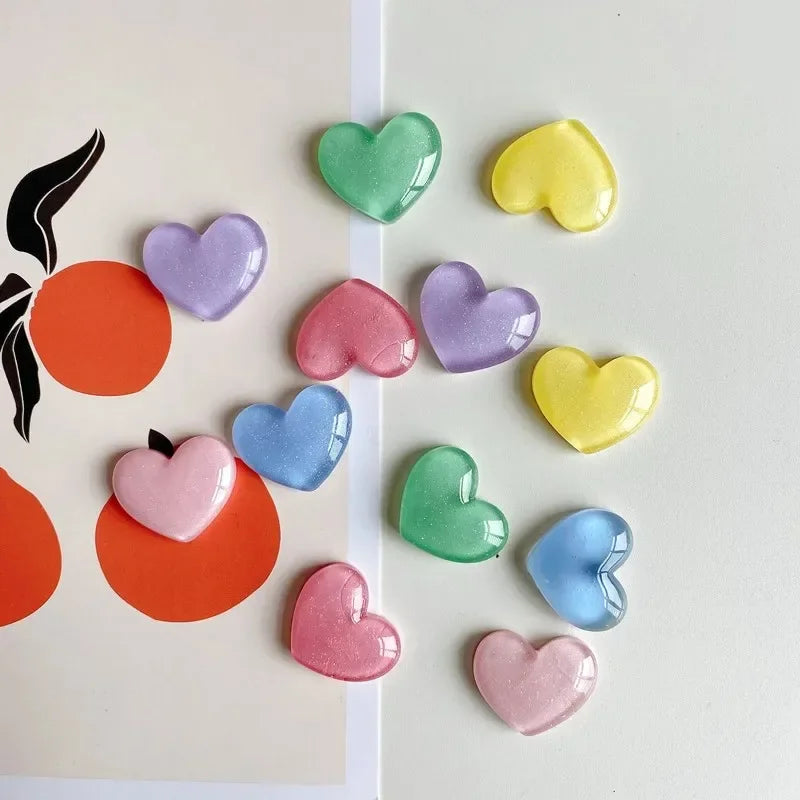 6pcs Glitter Colored Loving Heart Fridge Magnet