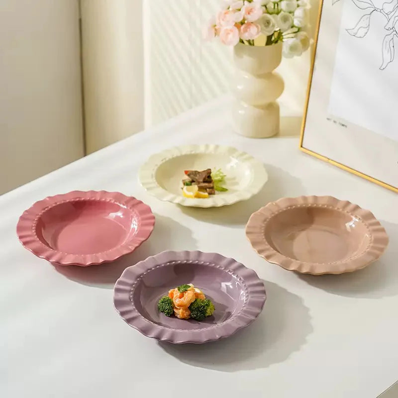 4pcs Multi-Color Ceramic Plate Set