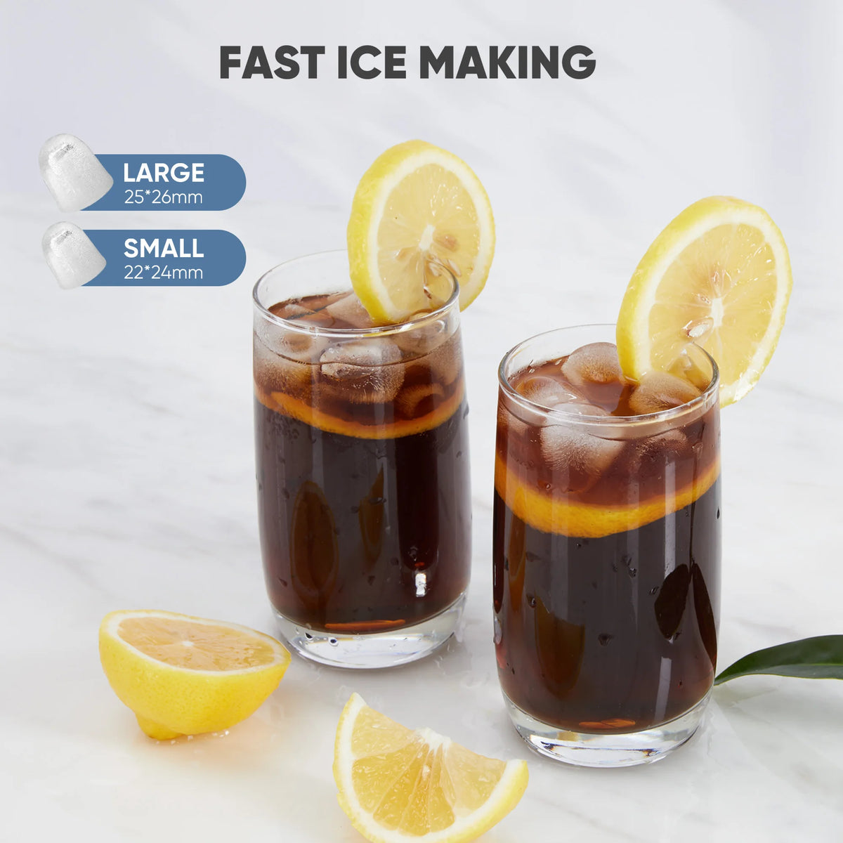Countertop Ice Maker with Handle 9 Bullet Ice Cubes Ready in 6 Mins