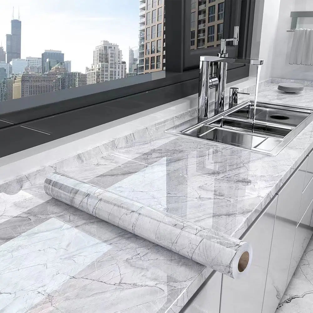 Marble Kitchen Oil-Proof Film Waterproof Moisture-Proof Self-Adhesive Wallpaper