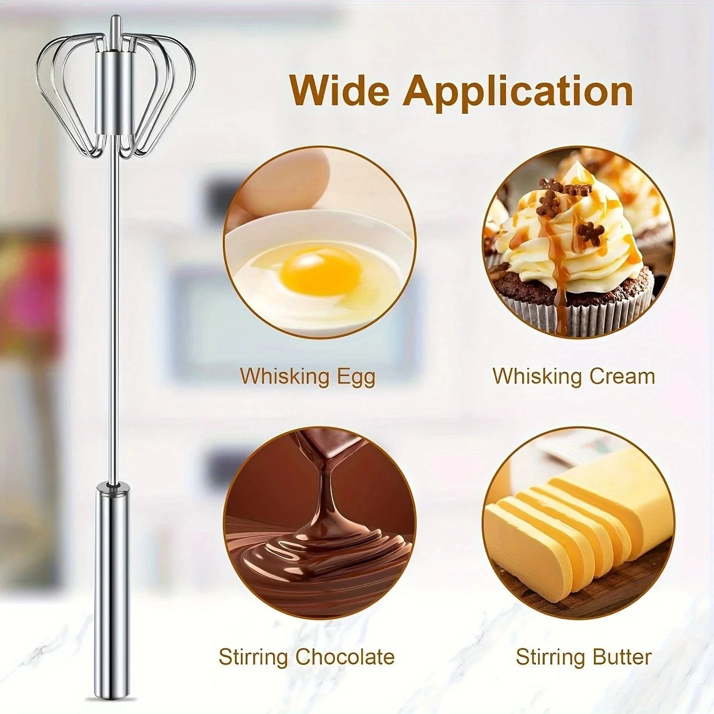 Stainless Steel Rotary Egg Beater