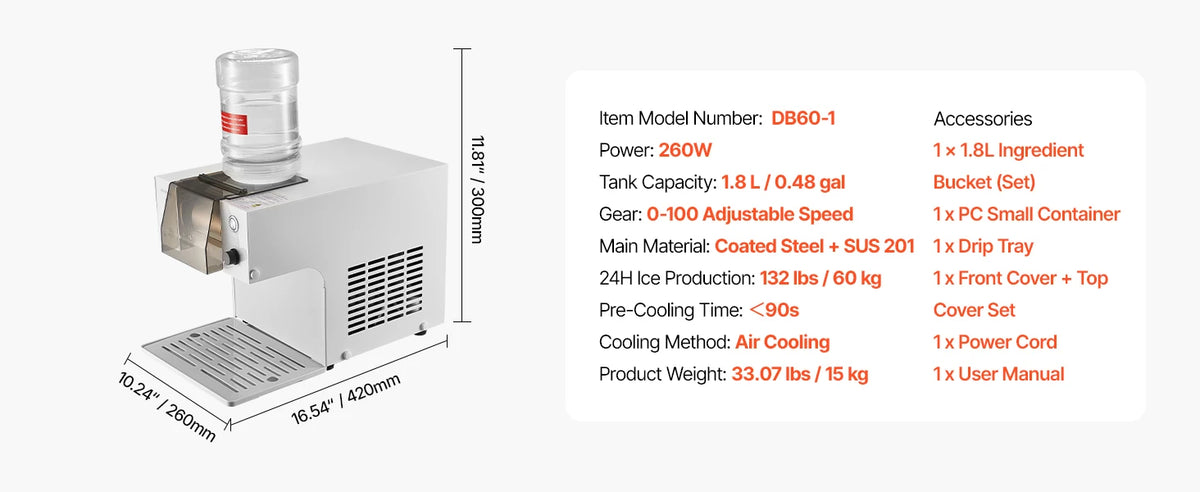 40-80kg per 24H Snowflake Ice Machine