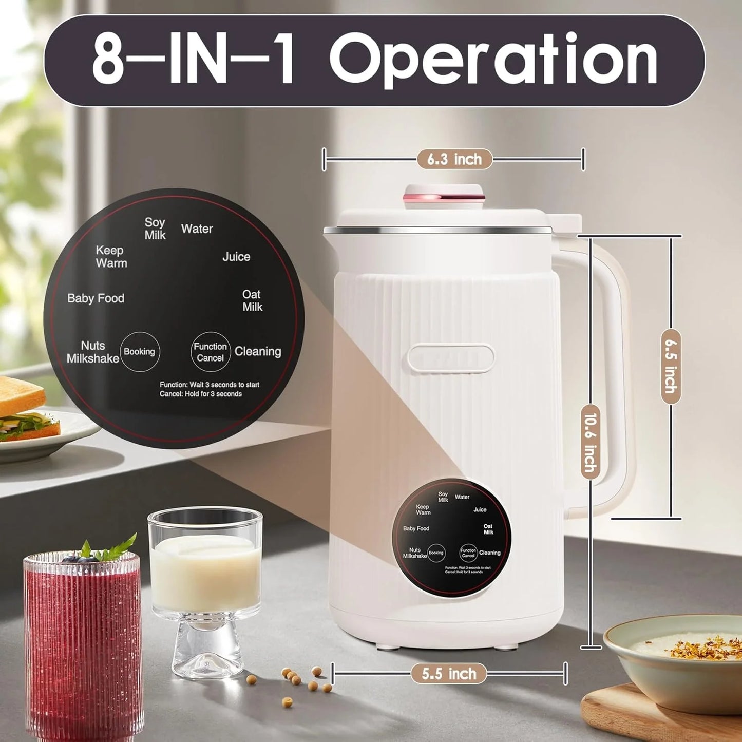 8-in-1 Multifunctional Automatic Nut Milk Machine&Coffee Maker