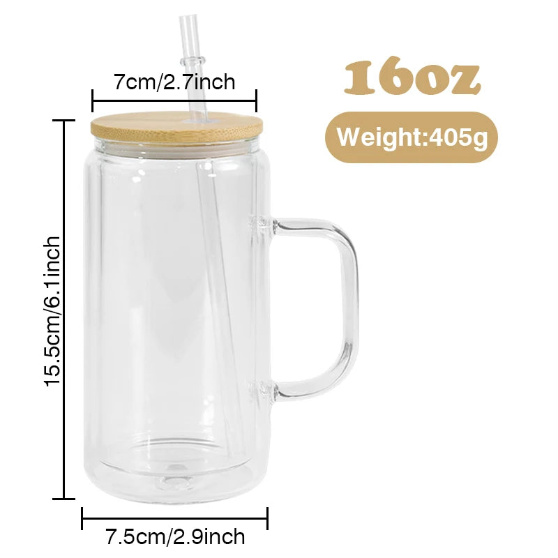 25pcs Pack 16oz Clear Double-Walled Glass Drinkware