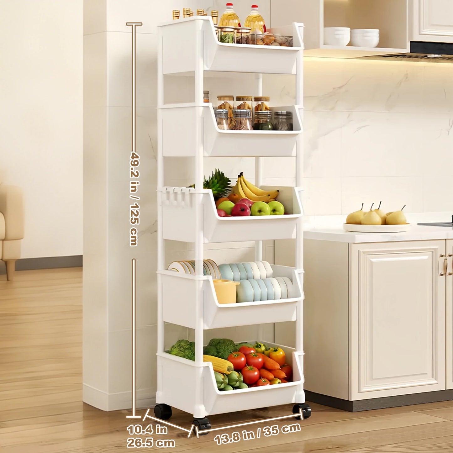 Trolley Bookshelf Kitchen Storage Rack Kitchen